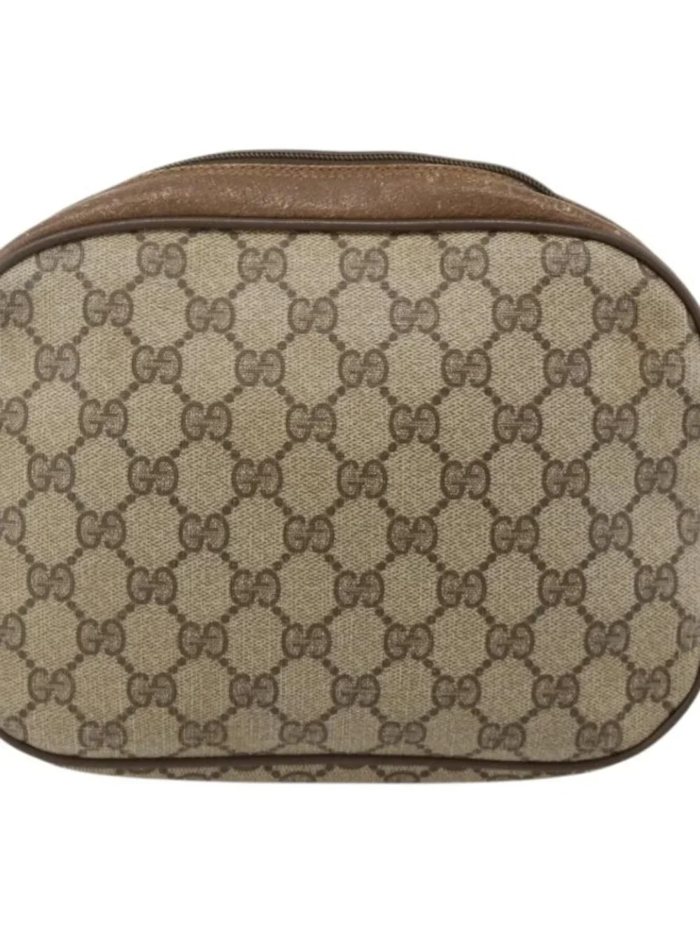 GUCCI GG Supreme Web Sherry Line Clutch Bag PVC Beige Gold 89 01 034 Auth 175777
